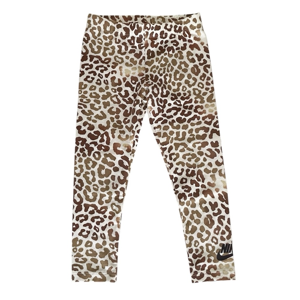 Nike Kids Brown Leopard Print Leggings Girls 4 (3-4 years)